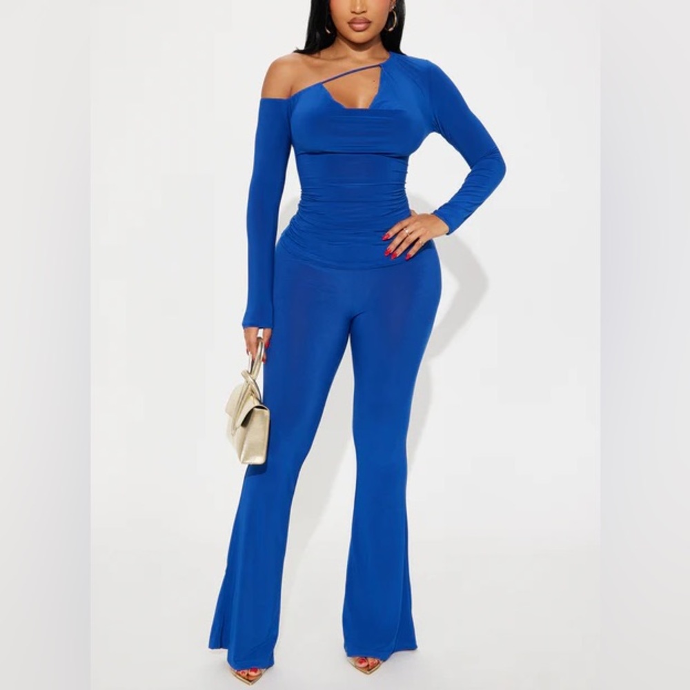 Blue off shoulder two piece set - Picture 2 of 6